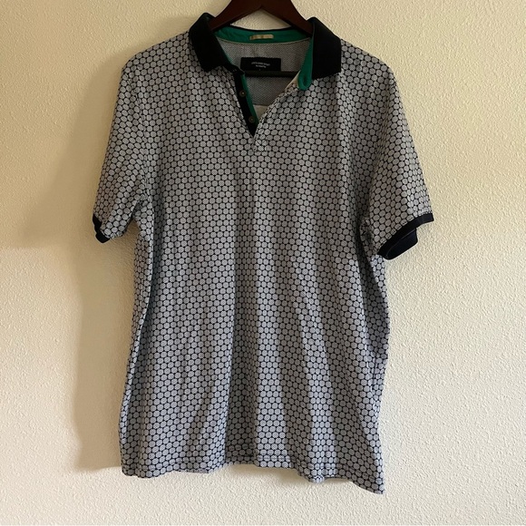 Men's Britches Sport by Samtex Blue Textured Print Polo Size Large - Picture 3 of 7